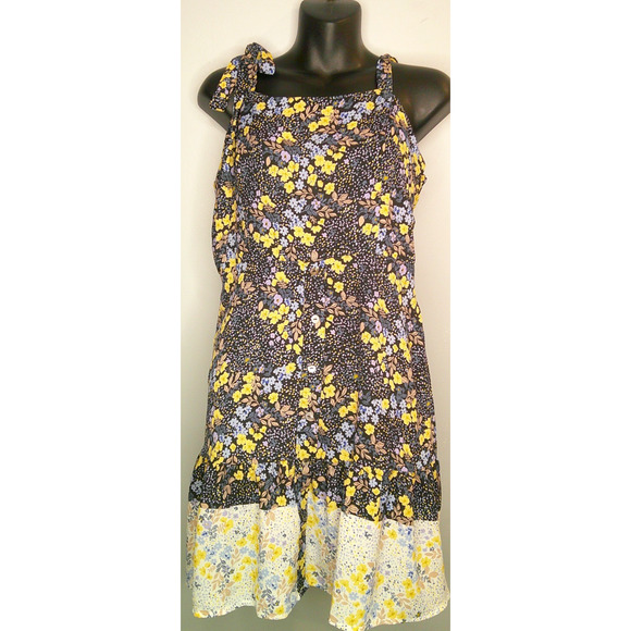 Francesca's Jun + Ivy Two toned Boho Floral Summer Mini Dress Ruffle Hem Large - Picture 1 of 11